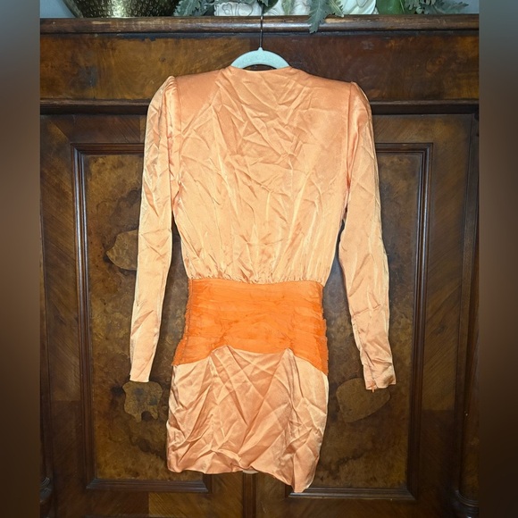 GUC Violante Nessi- Vibrant Orange Long Sleeve Dress. Size US 0 - Picture 2 of 13
